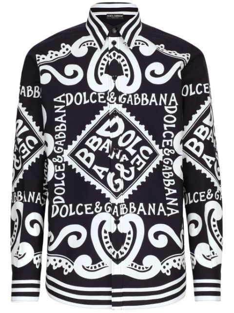 Dolce & Gabbana camisa de popelina con logo estampado