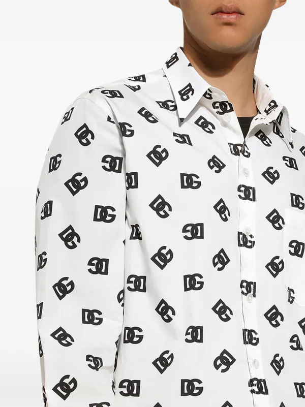 Dolce & Gabbana DG logo-print Cotton Shirt | White | FARFETCH JO