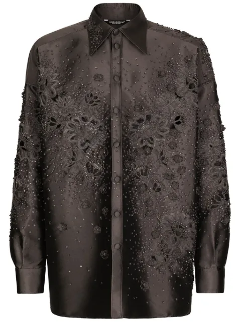 Dolce & Gabbana floral-embroidered silk shirt
