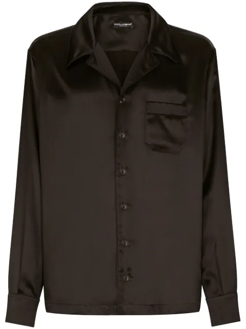 Dolce & Gabbana camisa de seda satinada con cuello cubano