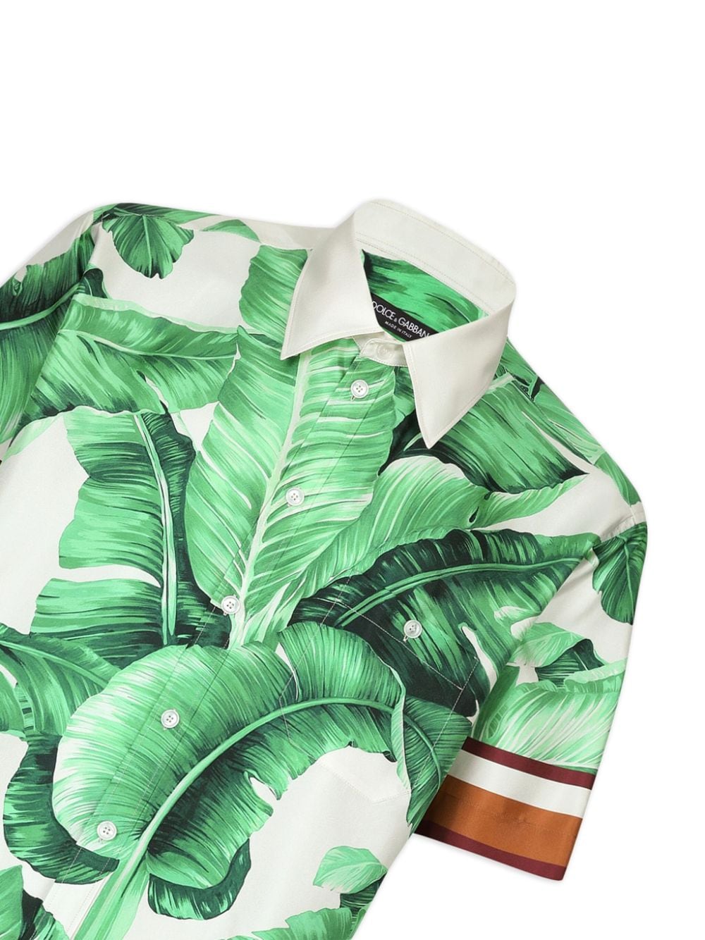 Shop Dolce & Gabbana Leaf-print Silk Shirt In Green