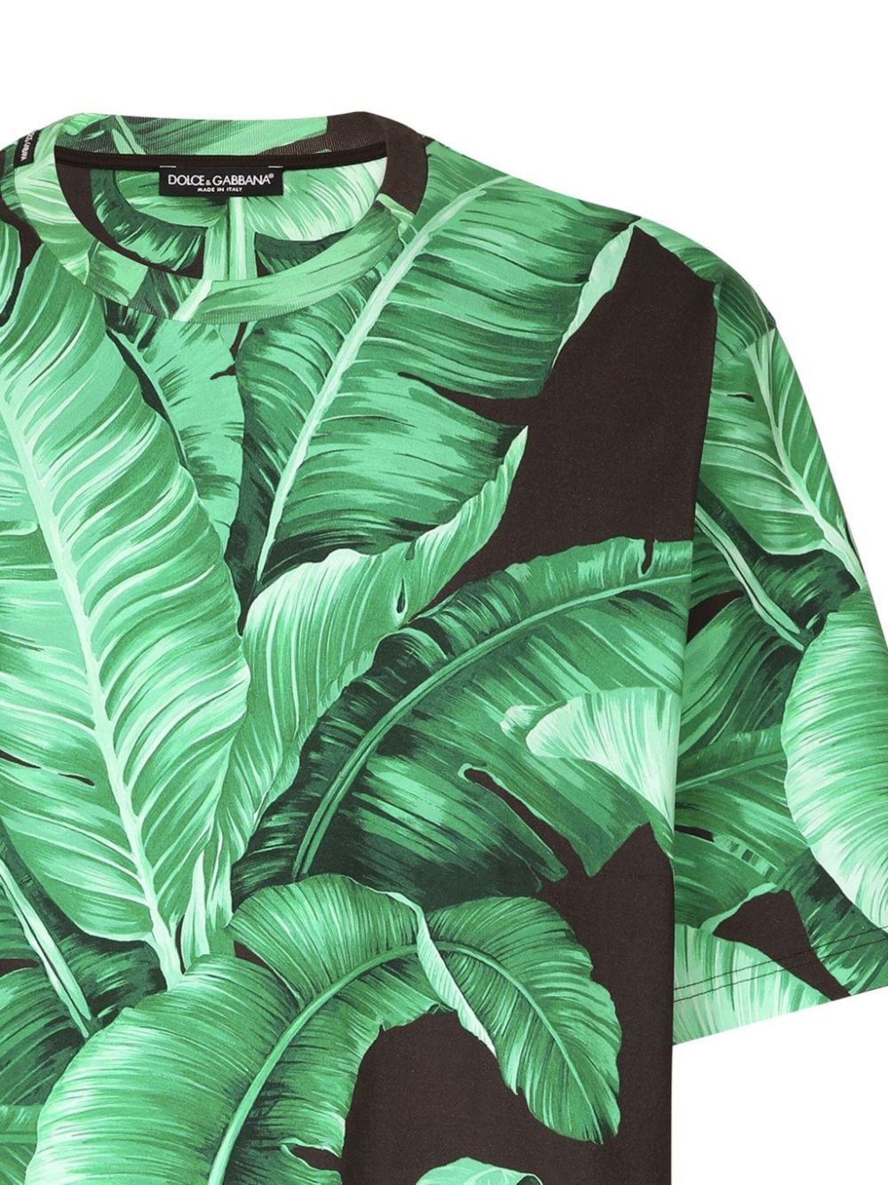 Shop Dolce & Gabbana Leaf-print Cotton T-shirt In Green