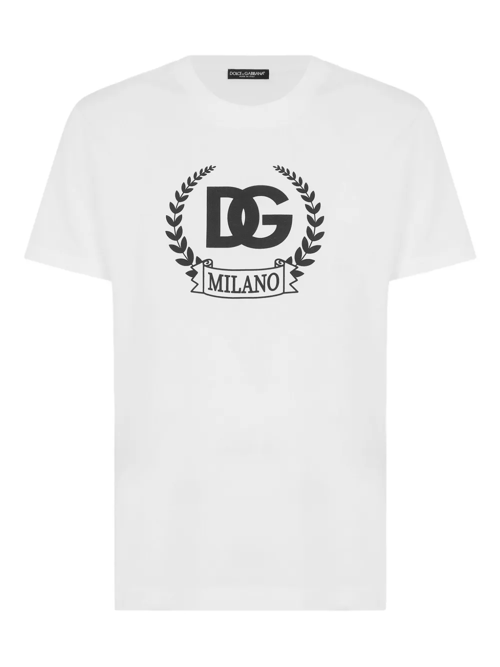 Dolce & Gabbana Short-sleeved Cotton T-shirt With Dg Print In Gray