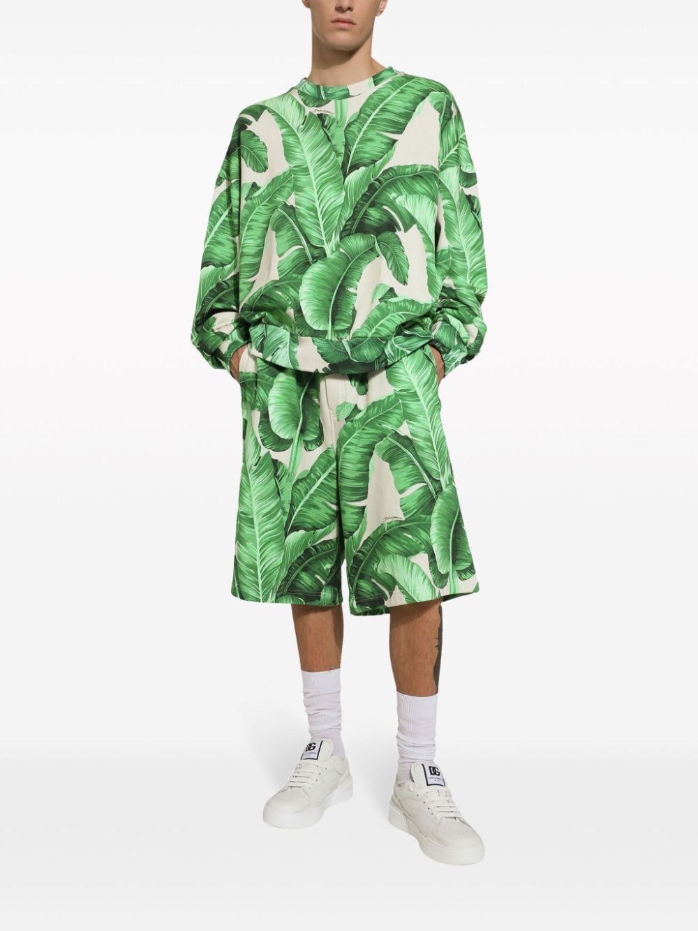 Shop Dolce & Gabbana Graphic-print Cotton Sweatshirt In Green