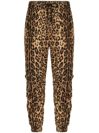 Pantalon Jogger Dolce & Gabbana - Noir, Imprimé Léopard Rouge - Taille S (IT46/W32) - Neuf Avec étiquettes