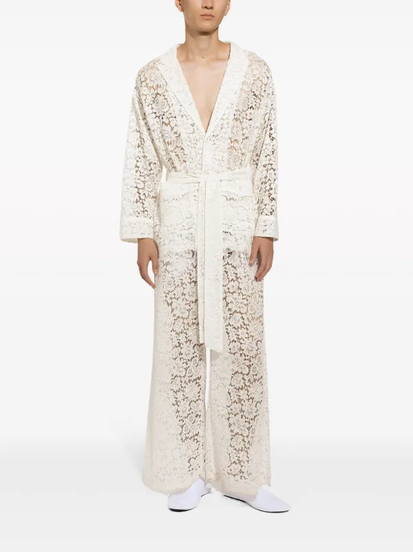 Dolce & Gabbana wide-leg floral-lace Trousers | White | FARFETCH