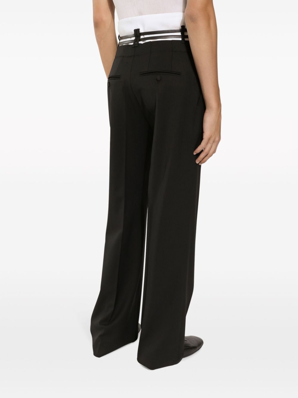 Shop Dolce & Gabbana Layered-waist Virgin-wool Trousers In Black