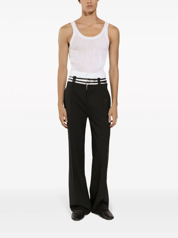 Dolce & Gabbana layered-waist virgin-wool Trousers | Black