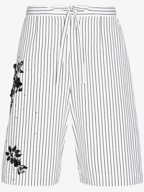 Dolce & Gabbana floral-detail striped bermuda shorts