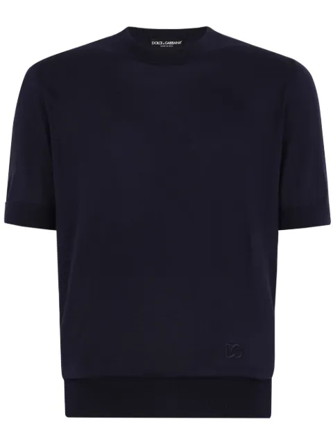 Dolce & Gabbana logo-embroidered silk knitted top