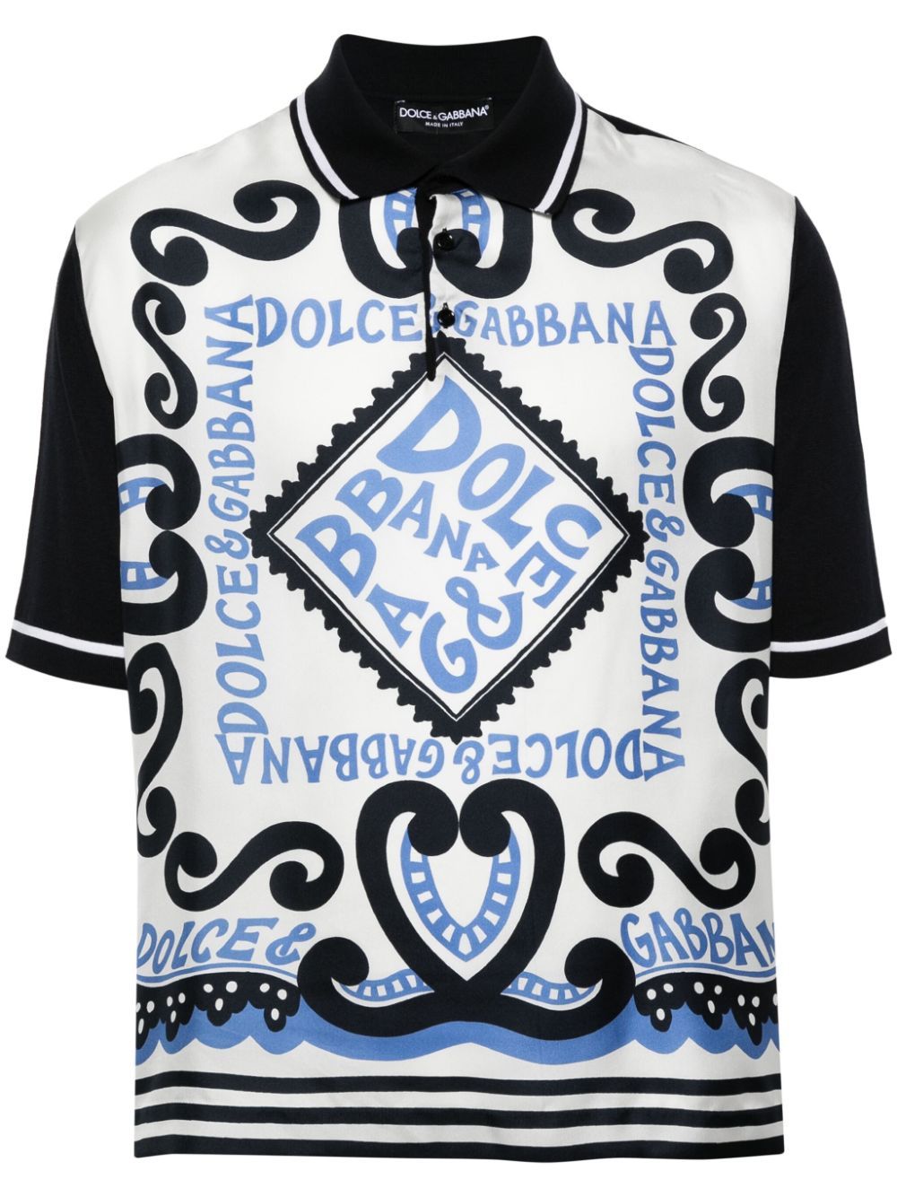 Dolce & Gabbana Silk Polo-shirt In Dg_marina_f_azzurro