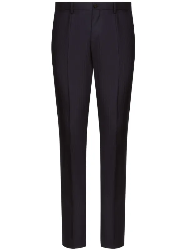 Dolce & Gabbana Slim-cut Striped Trousers in Blue