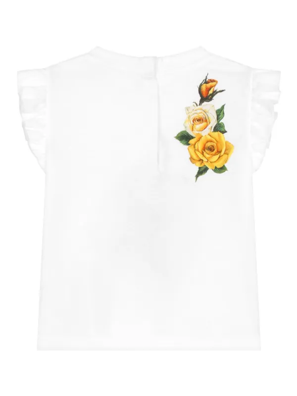 Dolce & Gabbana Kids rose-print Cotton T-shirt | White