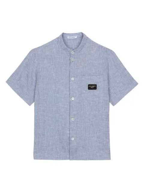 Dolce & Gabbana Kids logo-patch linen shirt