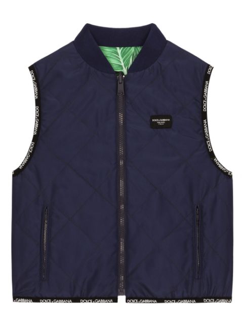 Dolce & Gabbana Kids reversible banana leaf-print quilted gilet