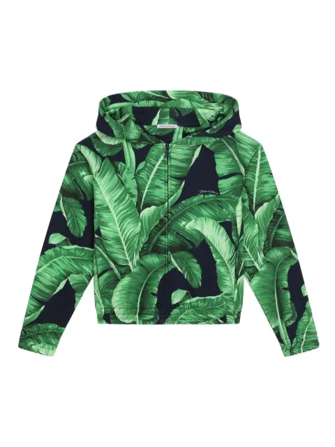 Dolce & Gabbana Kids banana leaf-print cotton hoodie