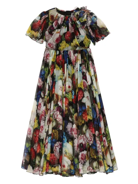 Dolce & Gabbana Kids floral-print silk dress