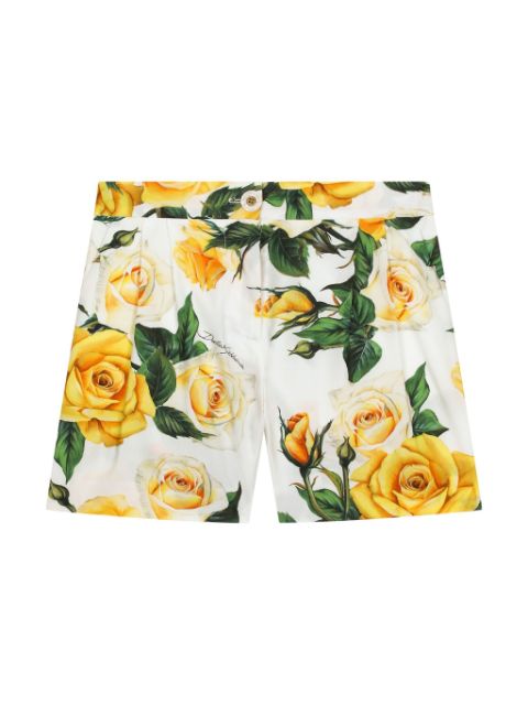 Dolce & Gabbana Kids rose-print cotton shorts