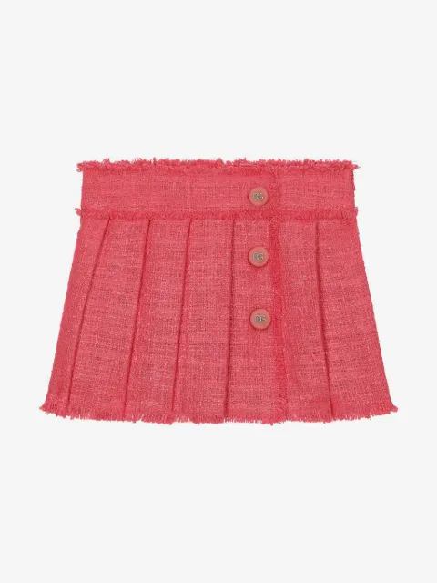 Dolce & Gabbana Kids falda corta de tweed con pliegues