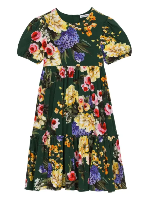 Dolce & Gabbana Kids Vestido midi floral com mangas curtas