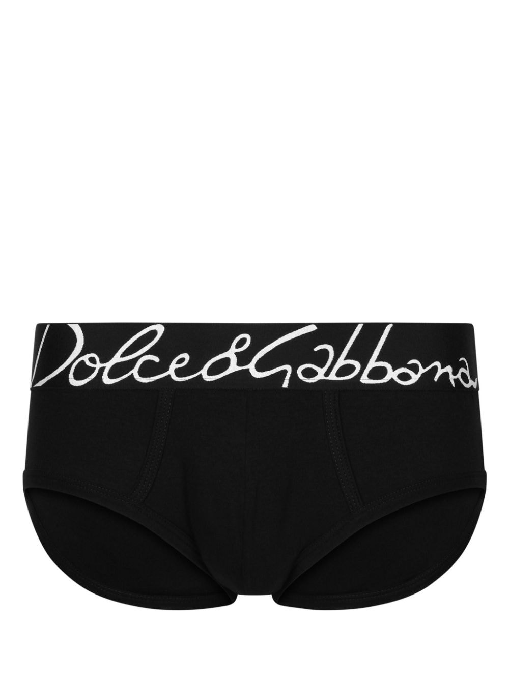 Dolce & Gabbana Logo-waistband Cotton-blend Briefs In Black