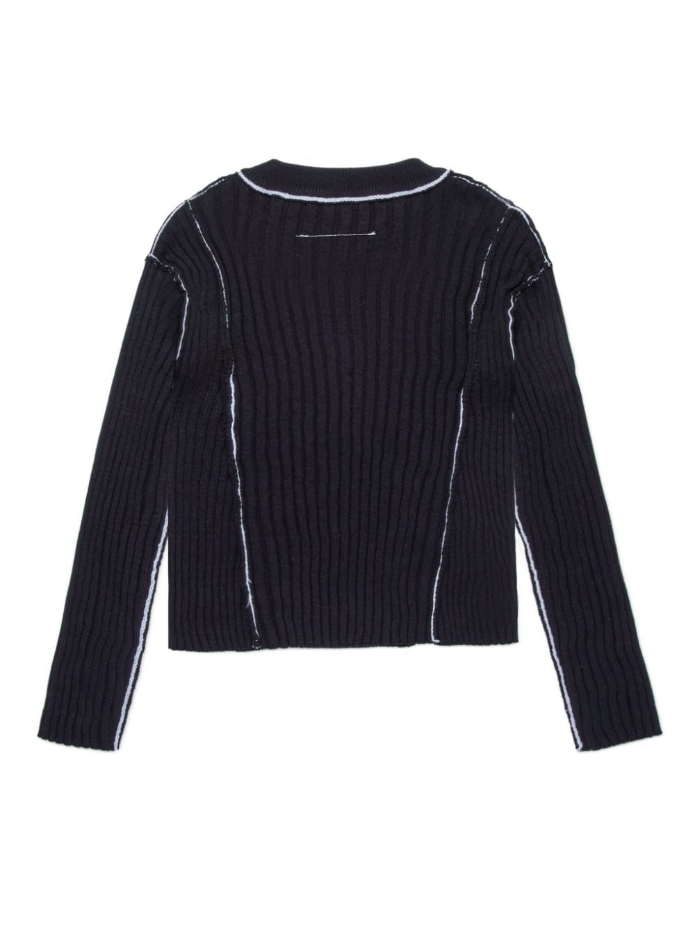 MM6 Maison Margiela Kids contrast-stitching ribbed jumper - Zwart