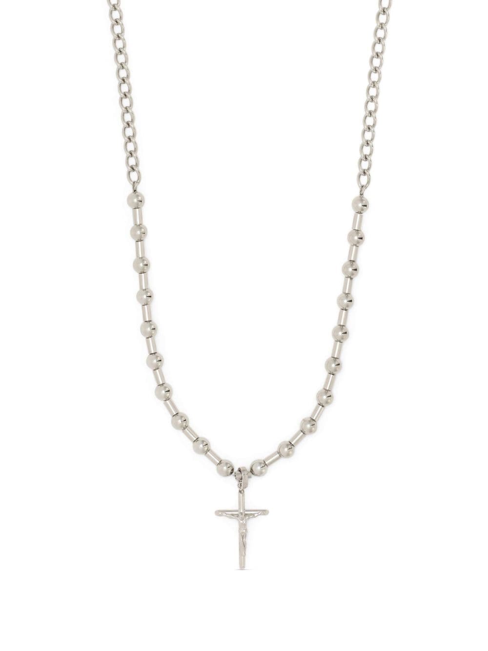 Dolce & Gabbana Cross-pendant Ball-chain Necklace In Silver