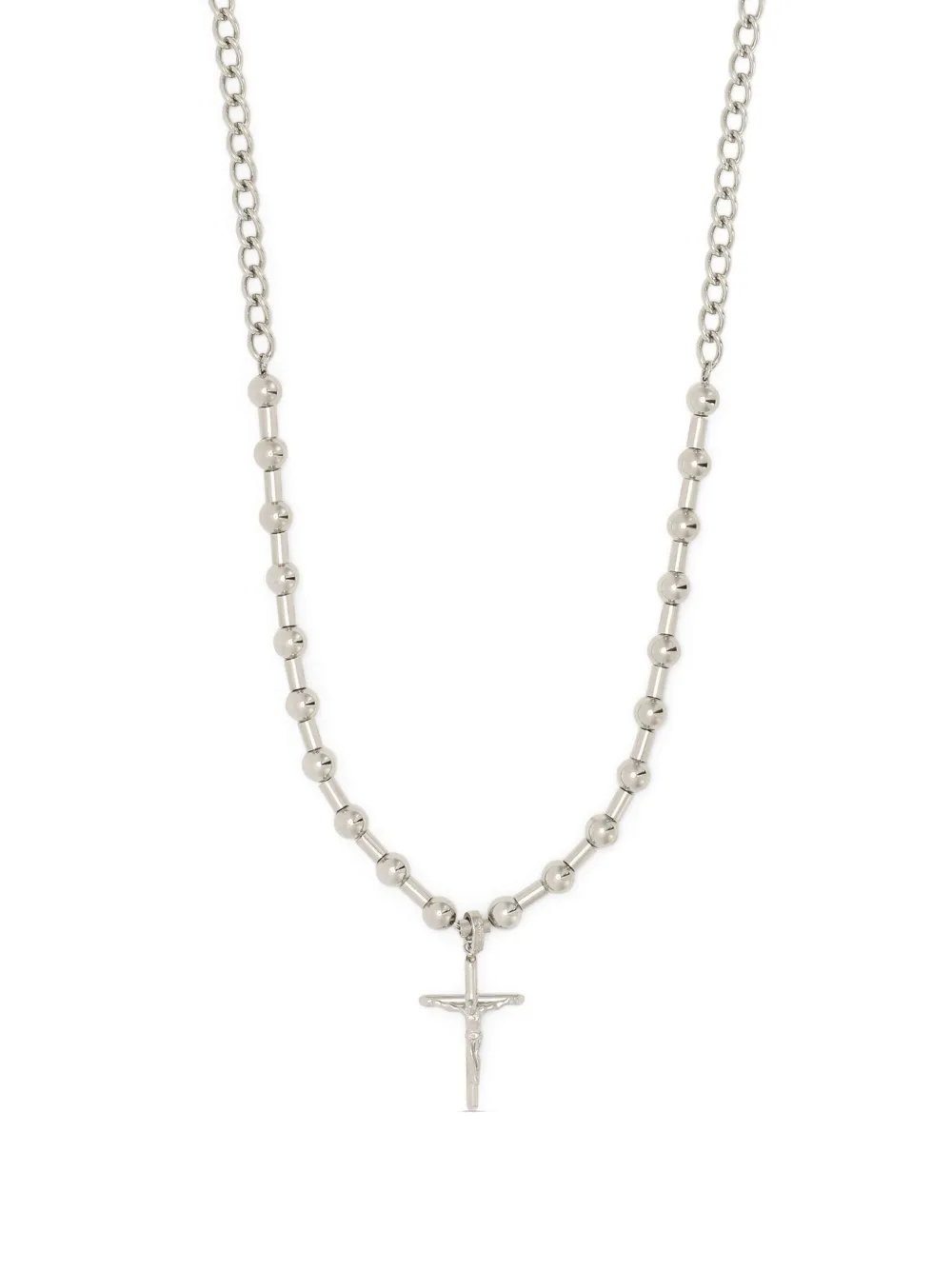 Fashion Attitude Stainless Steel Cross Pendant Necklace – 60cm Ball Chain, 316L, Silver