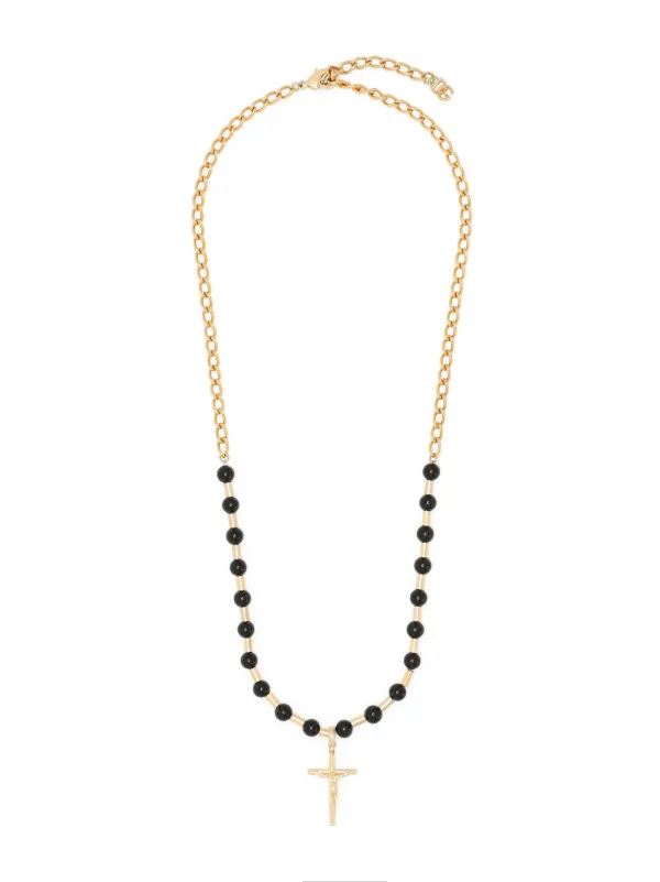 Dolce & Gabbana cross-pendant ball-chain Necklace | Gold