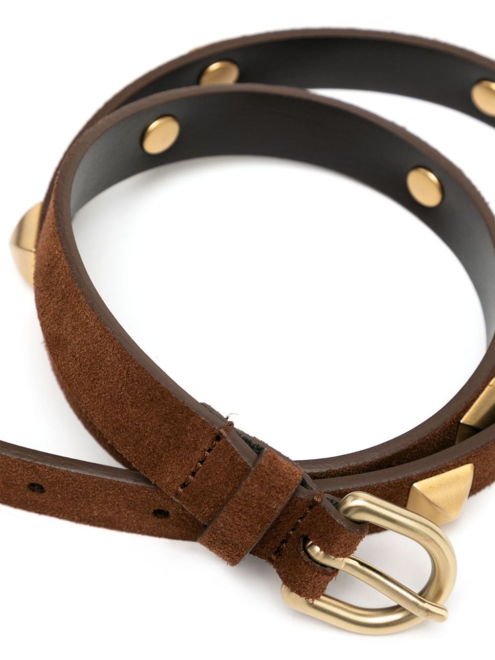 Shop Alberta Ferretti Studded Leather Belt In Brown