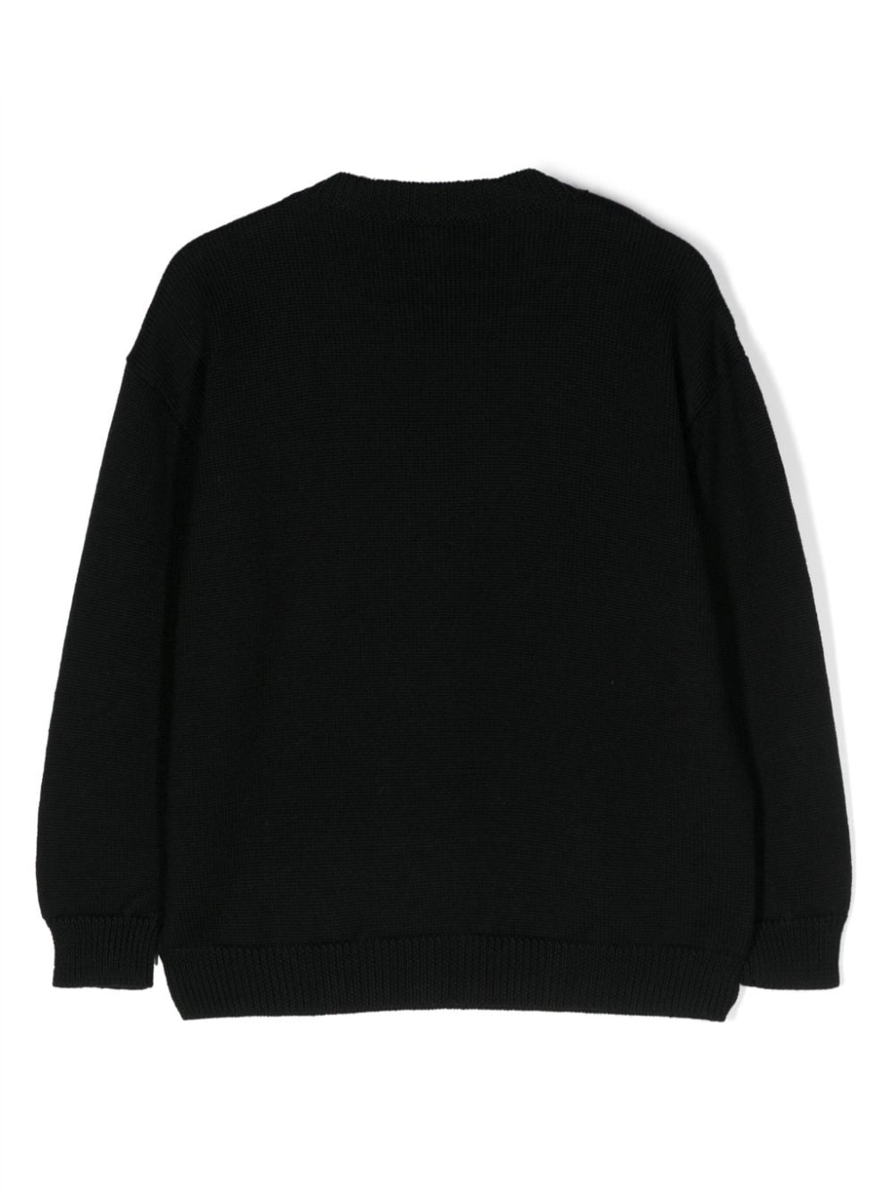 Shop Fendi Intarsia Knit-logo Crew-neck Jumper In Black