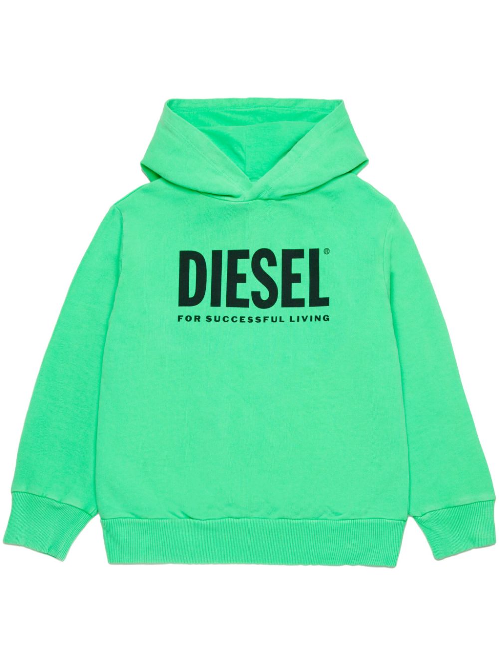 Diesel Kids' Logo-print Cotton Hoodie In Grün