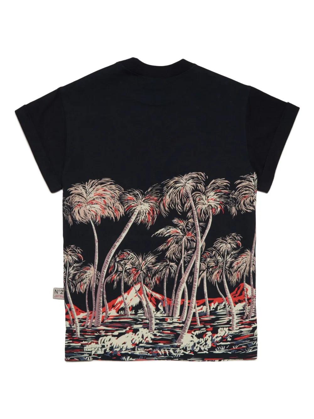 Nº21 Kids T-shirt met palmboomprint - Zwart