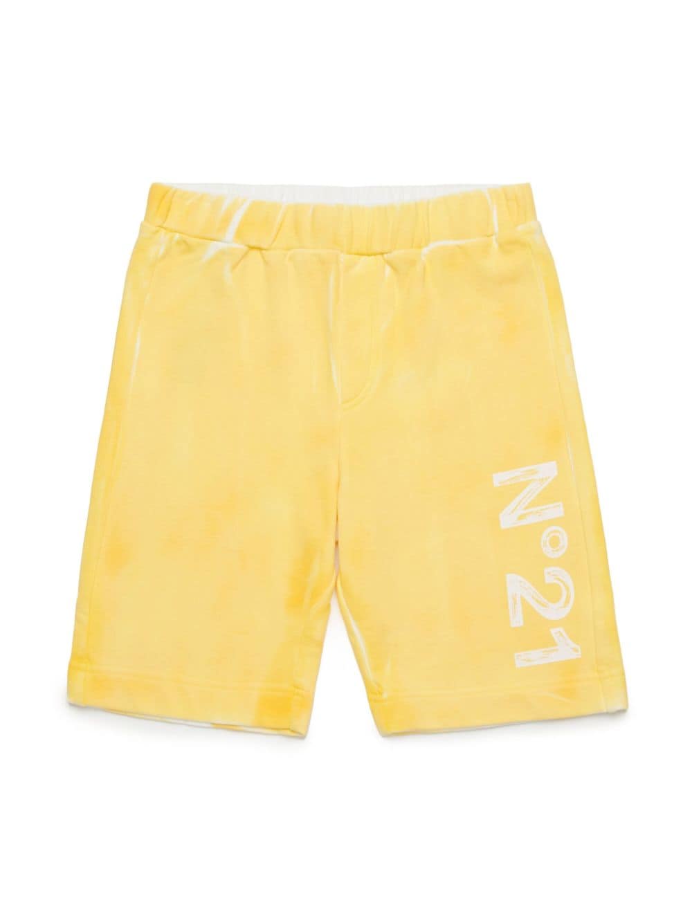 N°21 Kids' Faded-effect Cotton Shorts In Yellow