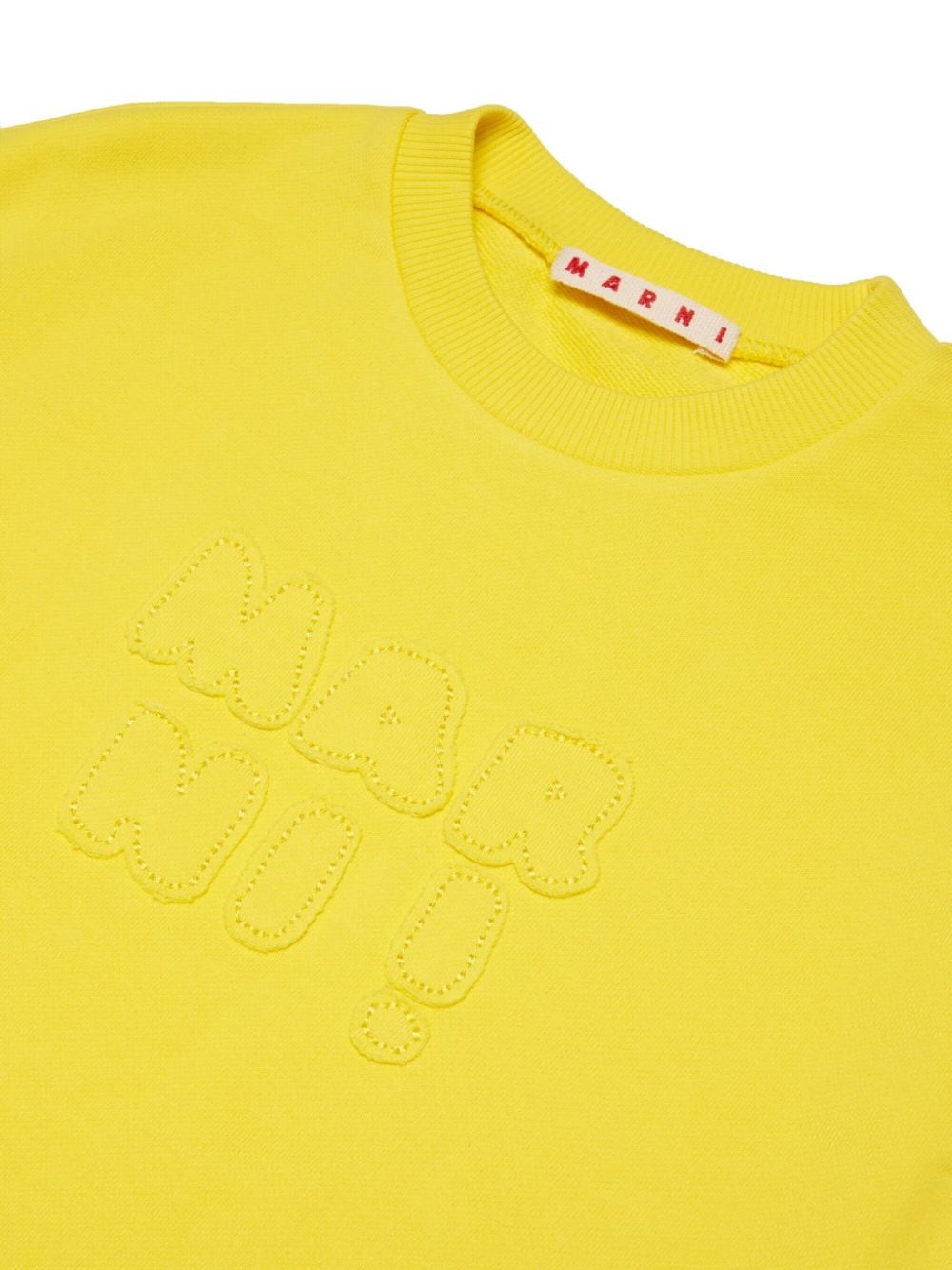 Shop Marni Logo-embroidered Ruffle-trim Dress In Yellow