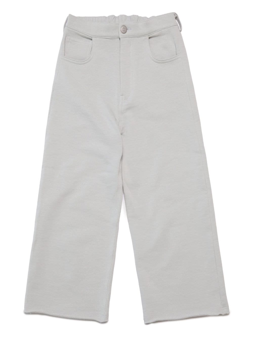 Mm6 Maison Margiela Kids' Logo-patch Cotton Straight Trousers In Neutrals