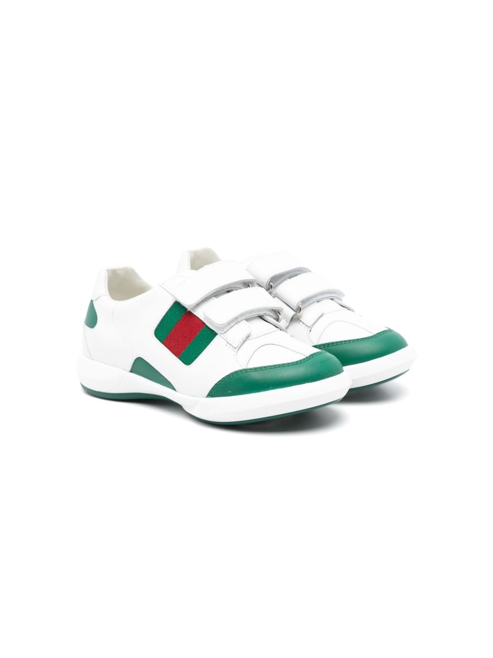 Shop Gucci Web-trim Touch-strap Sneakers In White