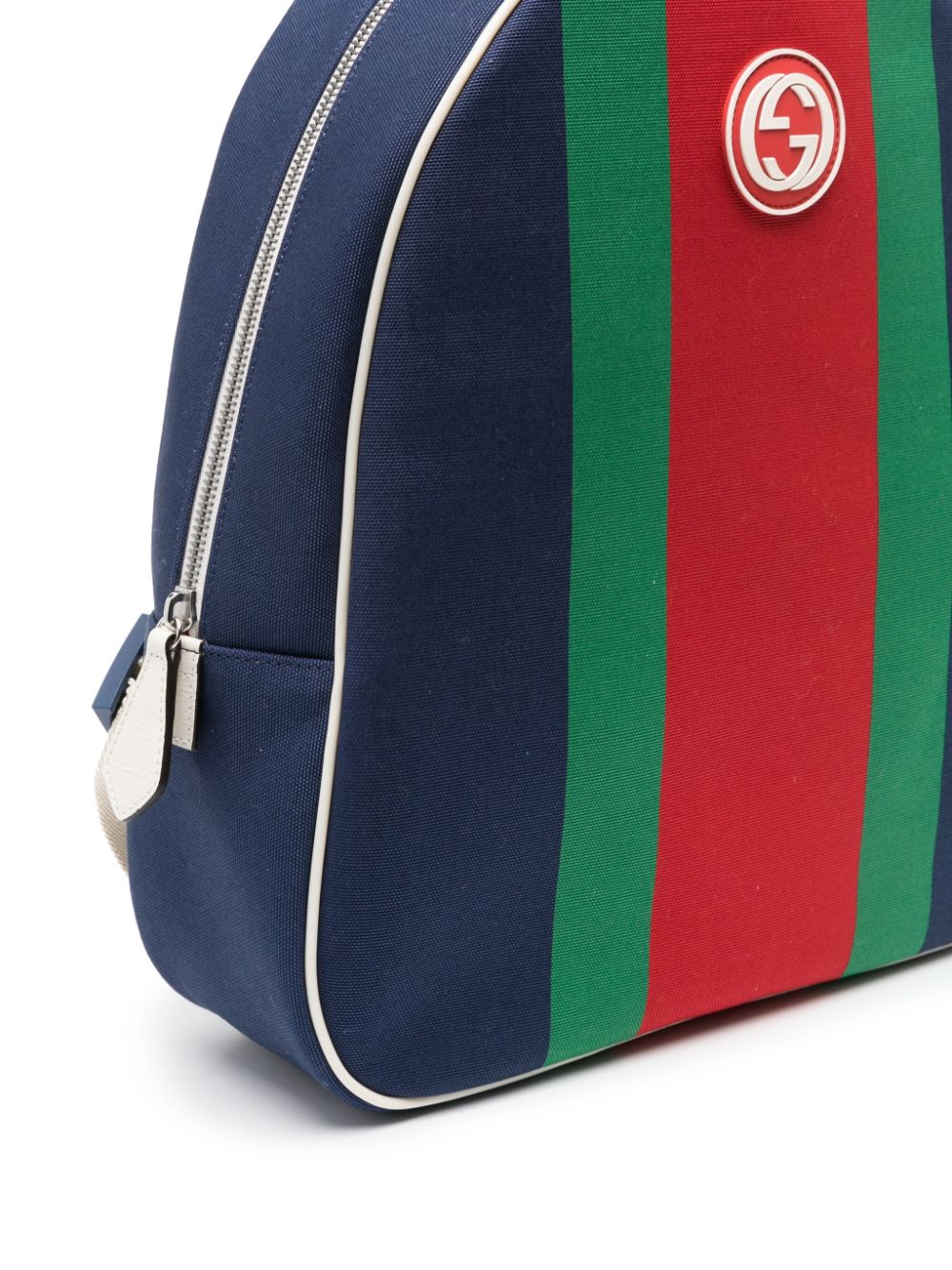 Shop Gucci Double G Striped Backpack In Blue