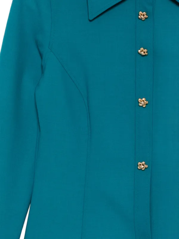 Chemisier Femme Oscar De La Renta - Bleu Marine, Motif Nénuphar - Taille 10 - Neuf Avec étiquettes