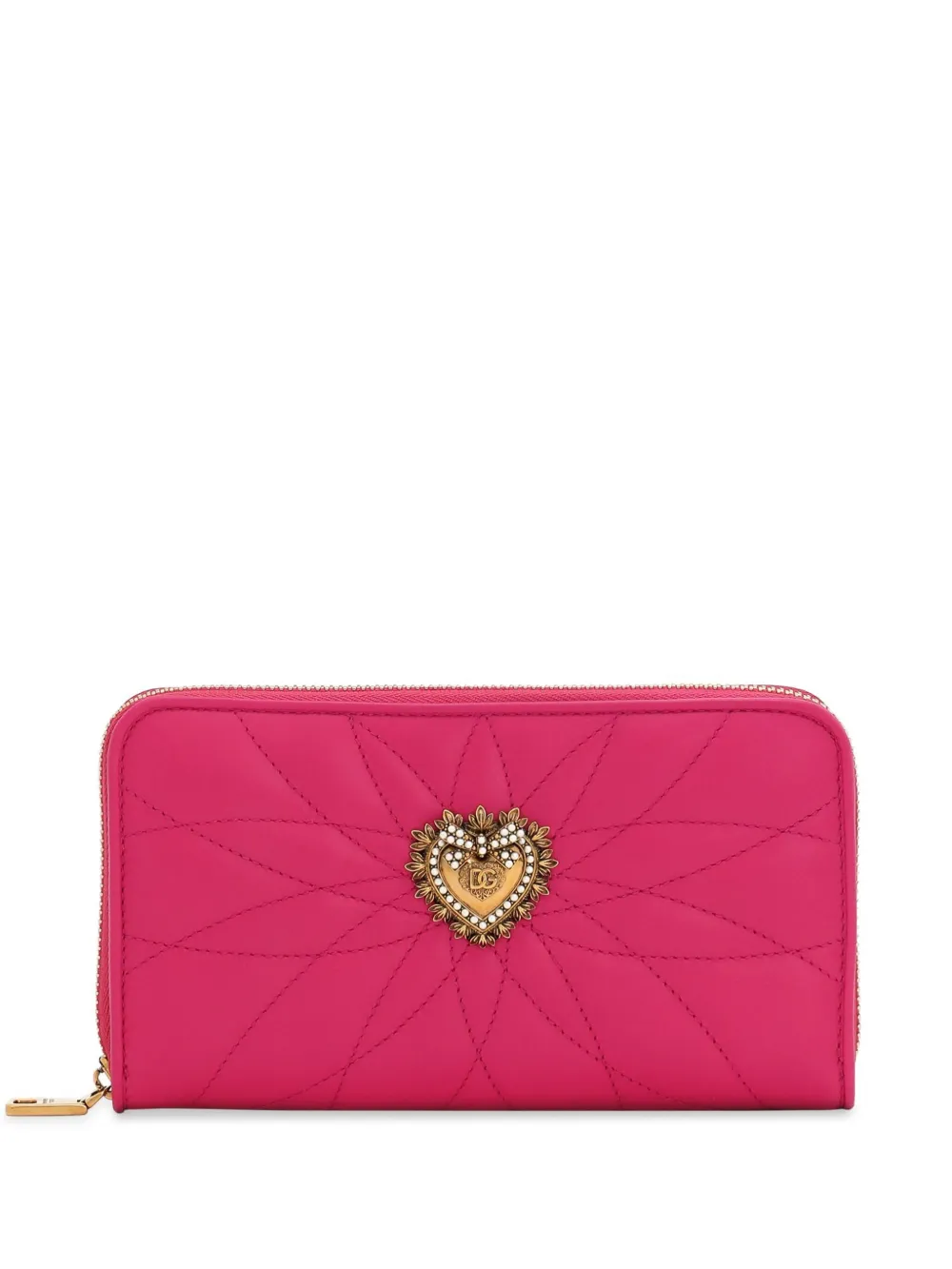 Shop Dolce & Gabbana Devotion Zip-around Leather Wallet In Pink