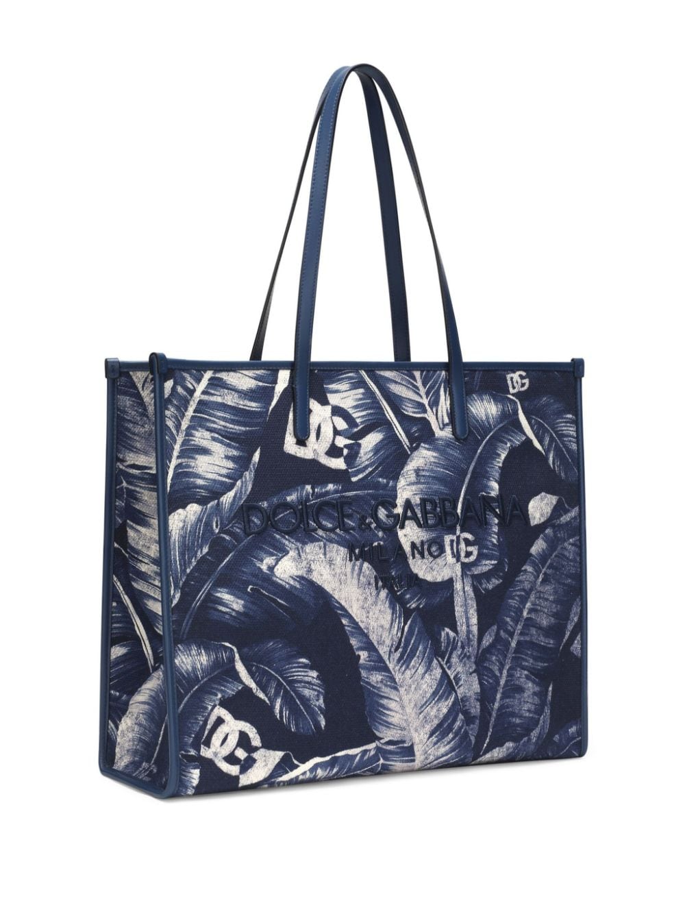 Shop Dolce & Gabbana Logo-embroidered Canvas Shoulder Bag In Blue