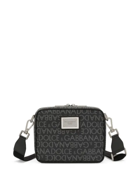 Dolce & Gabbana logo-plaque monogram-pattern shoulder bag