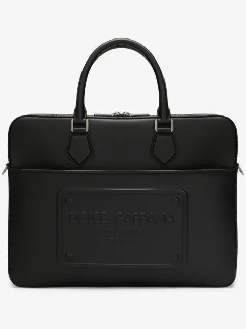 Dolce & Gabbana logo-embossed leather laptop bag