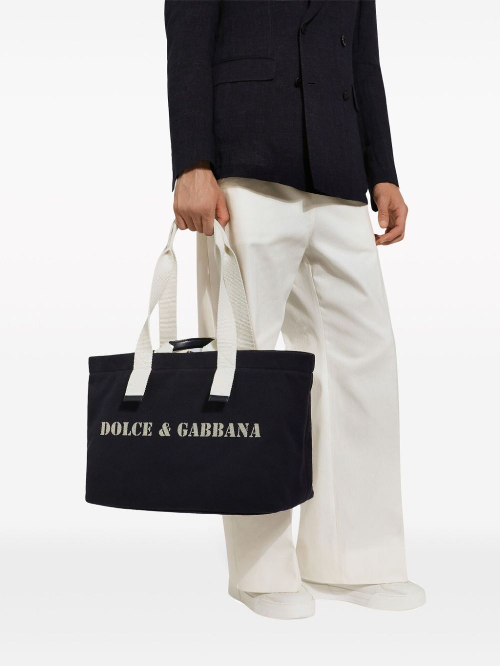 Shop Dolce & Gabbana Logo-print Canvas Shoulder Bag In Schwarz