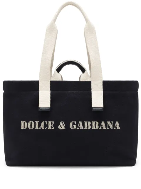 Dolce & Gabbana logo-print canvas shoulder bag