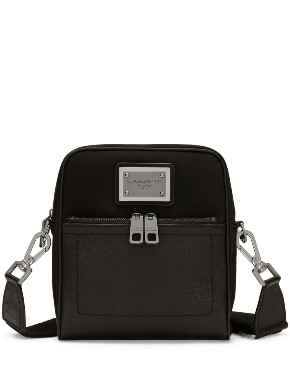 Shop Dolce & Gabbana Logo-plaque Zip-fastening Messenger Bag In Black