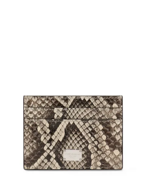 Dolce & Gabbana logo-plaque snakeskin-print cardholder 