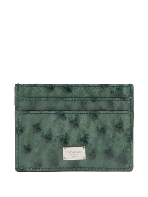 Dolce & Gabbana ostrich-leather logo-plaque cardholder