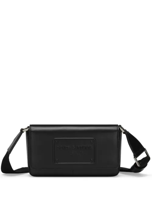 Sac porté épaule en cuir à logo embossé - Dolce & Gabbana - Modalova