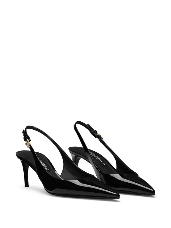 Dolce & Gabbana ビジュー DGロゴ ヒール サンダル ブラック Patent leather mules with DG logo in Black for Women
